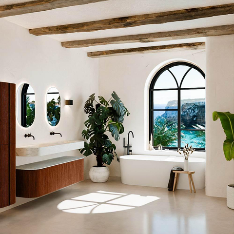 MONDIAZ THOR-DLUX 160cm badmeubel ronding links + rechts kleur Ruby met 1 lade en 2 deuren. Vrijhangende wastafel CLOUD Dubbel zonder kraangat kleur Opalo. SW1465191