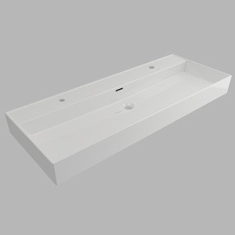 Plieger Kansas lavabo 2 trous de robinet avec trop-plein 120x46,6cm blanc mat SW160120