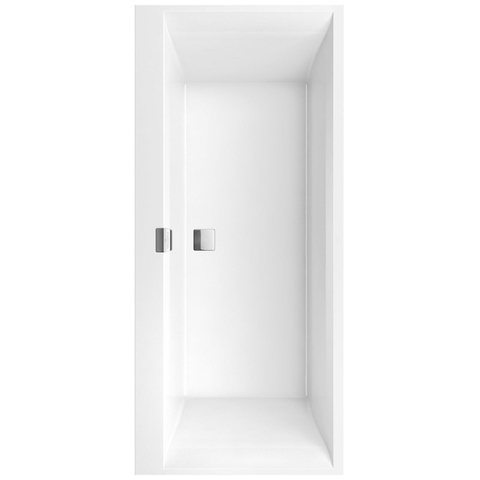 Villeroy & Boch Squaro edge 12 bad quaryl rechthoekig - 180x80x45cm - inclusief poten en afvoer /overloopcombinatie - glans wit 0942247