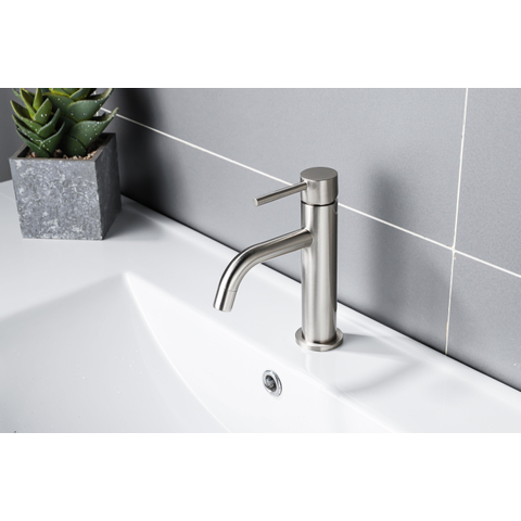 Fortifura Calvi Slim Wastafelkraan - 17.4cm - opbouw - PVD - geborsteld RVS SW377858