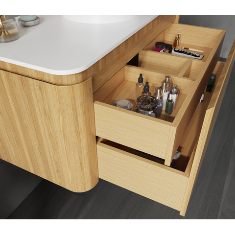 Royal Plaza Terra Meuble sous-lavabo - 100cm - 2 tiroirs - coins arrondis - sandwood (chêne clair) SW1174099
