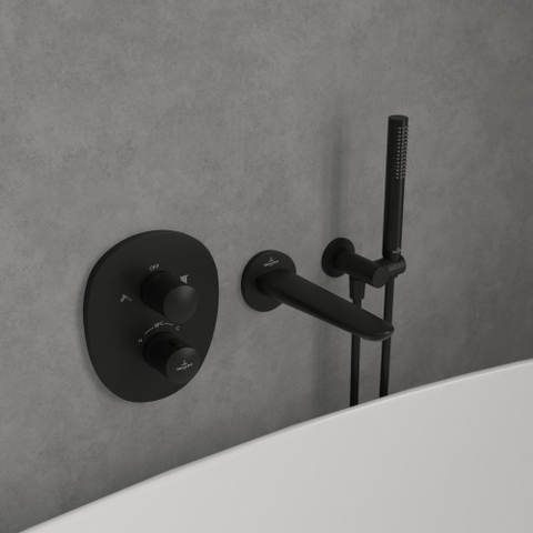 Villeroy & Boch Antao Mitigeur thermostatique encastré avec vanne d'arrêt deux voies - noir mat SW974310