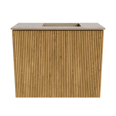 Mondiaz JOYA-DLUX 50cm toiletmeubel - kleur Oak - Wastafel FAYE positie Rechts Zonder kraangat kleur Arena. SW1423838