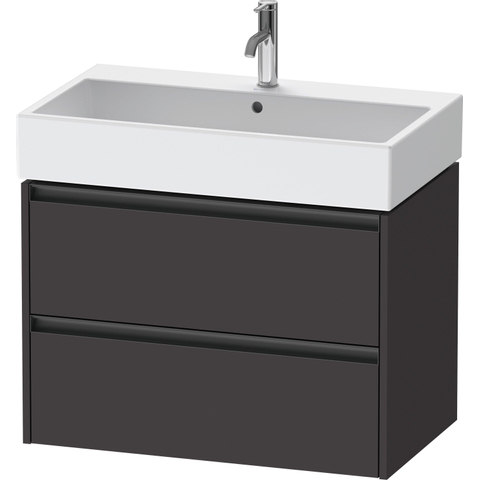 Duravit Ketho.2 Wastafelonderbouwkast - met 2 laden - 78.4x46x54.9cm - met grepen antraciet - grafiet supermat SW772983