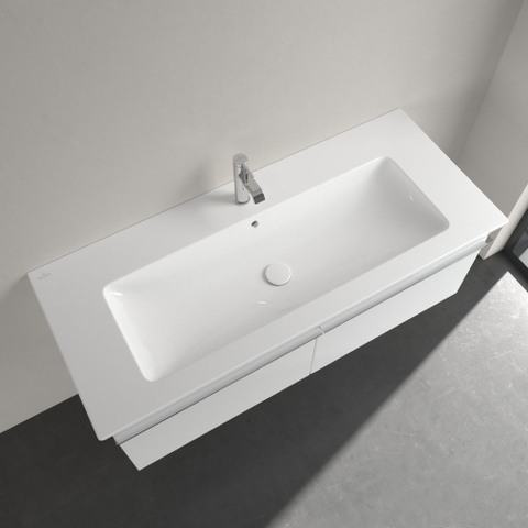 Villeroy & Boch venticello wastafel - 120x50cm - 1 kraangat overloop ceramic plus - White Alpine (glans wit) 1025111