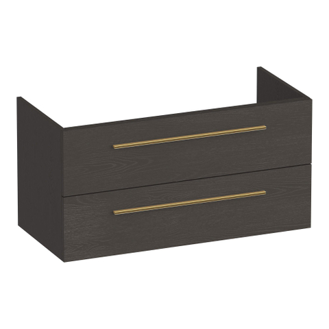 BRAUER Trust meuble sous-lavabo 100 sans poignées rapportées 2 tiroirs à fermeture douce et 1 découpe pour siphon - Timber Anthracite SW1203880