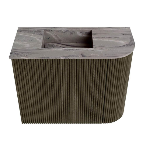 Mondiaz JOYA-DLUX 51.6cm toiletmeubel - ronding rechts kleur Shadow - Wastafel FAYE positie Links Zonder kraangat kleur Sombra. SW1425222