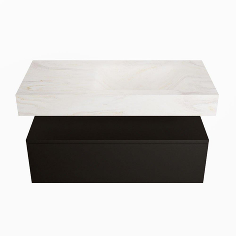 Mondiaz ALAN-DLUX Ensemble de meuble - 100cm - meuble Urban mat - 1 tiroir - Lavabo Cloud Ostra suspendu - vasque droite - 0 trous de robinet SW807516
