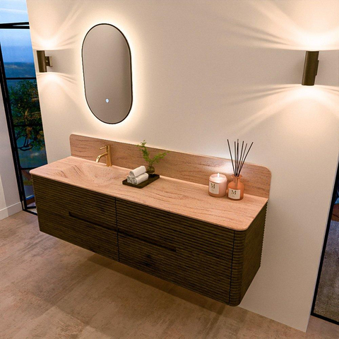 Mondiaz CIRO-DLUX Badkamermeubelset - 170x45x50cm - Solid surface wastafel Saba - 1 wasbak Links - 1 kraangat - 4 lades - Shadow SW1532722