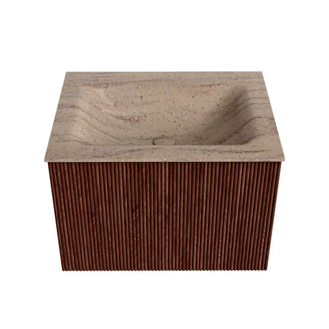 MONDIAZ KURVE-DLUX Meuble de salle de bains 60 cm couleur Ruby avec 1 tiroir et 0 porte. Lavabo CLOUD Central 1 trou de robinet Saba. SW1433436