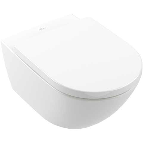 Villeroy & Boch Subway 3.0 Pack WC - sans bride - à fond creux - réservoir encastrable - Twistflush - plaque de commande noir mat - abattant - Blanc Alpin SW956287