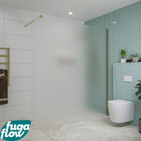 FugaFlow Eccelente Vetro inloopdouche badkamer - 180x200cm - mat glas - wandarm - geborsteld messing SW1124454