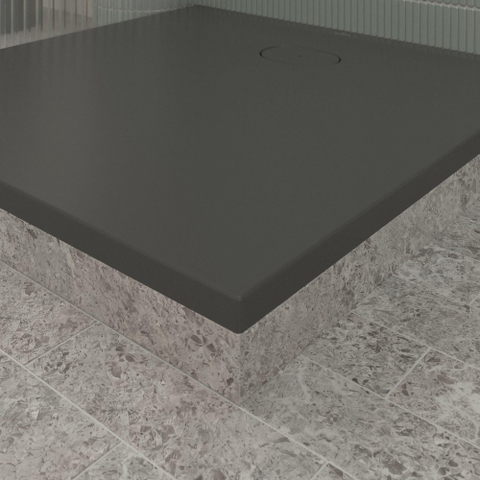 Villeroy & Boch Ecora douchebak - 100x100x3.5cm - afvoer korte zijde - anthracite (antraciet) SW1558878