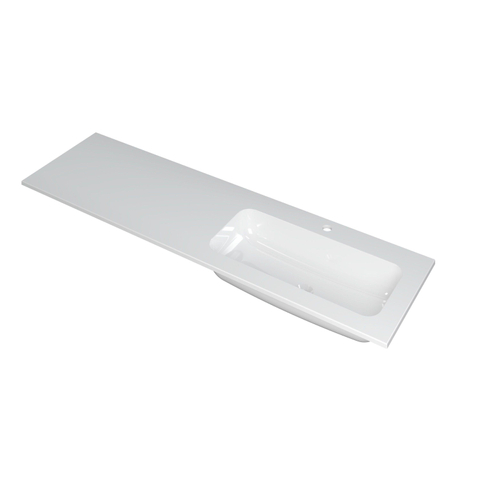 INK Faktor lavabo polystone droite avec 1 trou pour robinet 1.5x160x45cm Blanc brillant SW207309