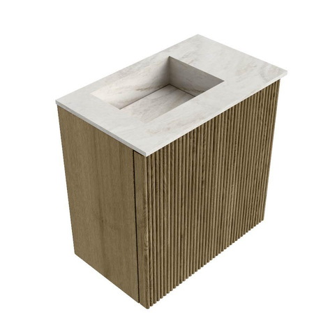 Mondiaz JOYA-DLUX 40cm toiletmeubel - kleur Dusk - Wastafel FAYE positie Links Zonder kraangat kleur Ostra. SW1423352