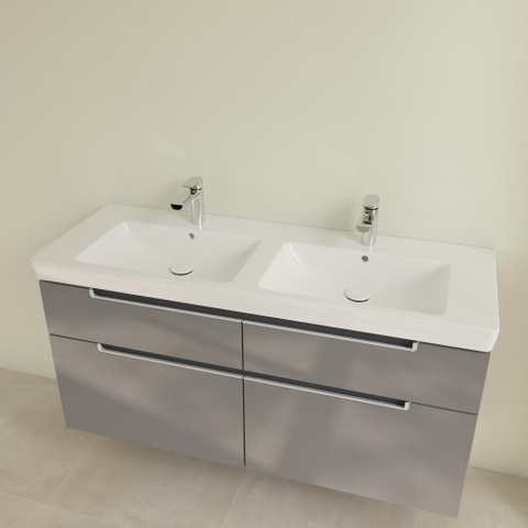 Villeroy & Boch Subway 2.0 dubbele wastafel - 1300x470mm CeramicPlus - 2 kraangaten - White Alpine (glans wit) 1024041
