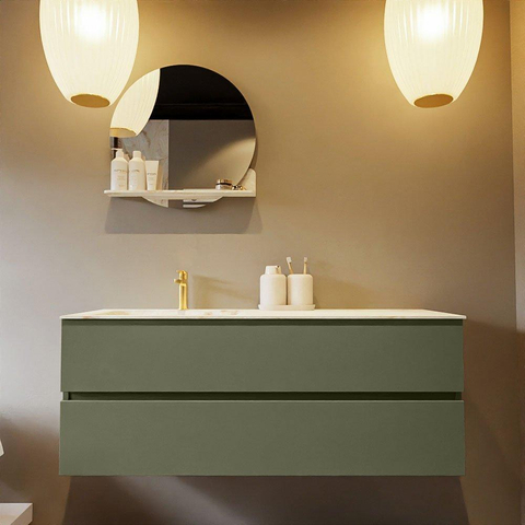 MONDIAZ VICA-DLUX Ensemble meuble de salle de bains - 130cm - sous-meuble army - 2 tiroirs - lavabo encastré cloud gauche - 1 trou de robinet - version haute 60cm - frape SW1088735