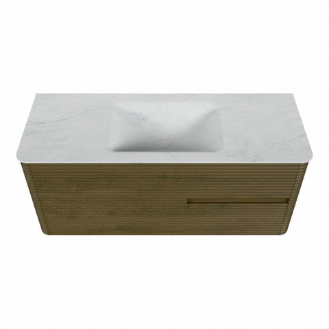 Mondiaz CIRO-DLUX Badkamermeubelset - 120x45x50cm - Solid surface wastafel Opalo - 1 wasbak Midden - 1 kraangat - 2 lades - Dusk SW1532970