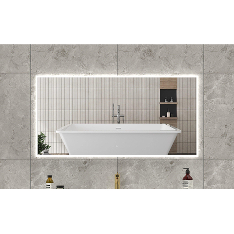 H&R Badmeubelen Mikado miroir – 140 x 70 cm – LED indirecte tout autour – chauffage de miroir – Argent SW997264