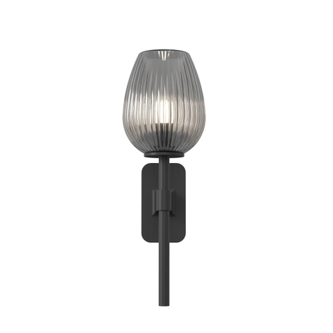 Astro Tacoma Single Wandlamp/Plafondlamp - 230V - IP44 - ovaal - geribbeld - smoke glas - mat zwart SW1566431