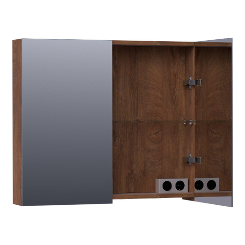 BRAUER Impress armoire de toilette – 80 x 70 x 15 cm – 2 portes, portes-miroir double face – Forest Cacao SW392938