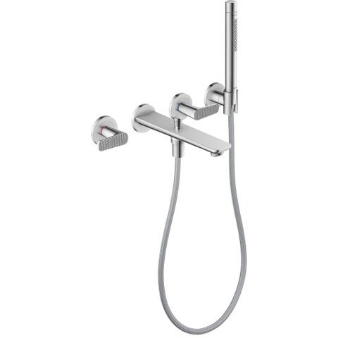 Hansgrohe Axor Citterio C afbouwdeel v. 4-gats inbouw badkraan wandmontage m. handdouche en cubic cutvoorsprong 22.2cm - chroom SW1152039