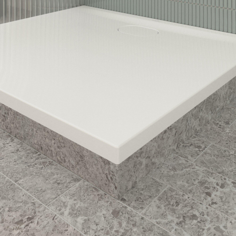 Villeroy & Boch Ecora douchebak - 100x90x3.5cm - afvoer lange zijde - white alpine (wit) SW1558944