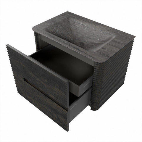 Mondiaz CIRO-DLUX Badkamermeubelset - 70x45x50cm - Solid surface wastafel Oza - 1 wasbak Midden - 1 kraangat - 2 lades - Shadow SW1532624