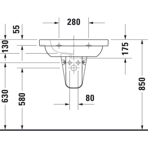 Duravit D-code Wastafel - 65x48cm - met 1 kraangat - met overloop - wit 0295855