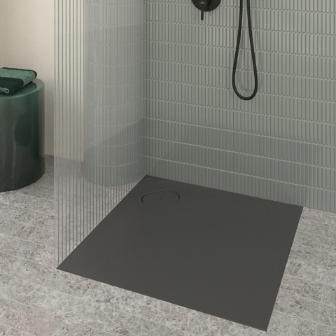 Villeroy & Boch Ecora douchebak - 80x80x3.5cm - hoekafvoer - anthracite (antraciet) SW1558888