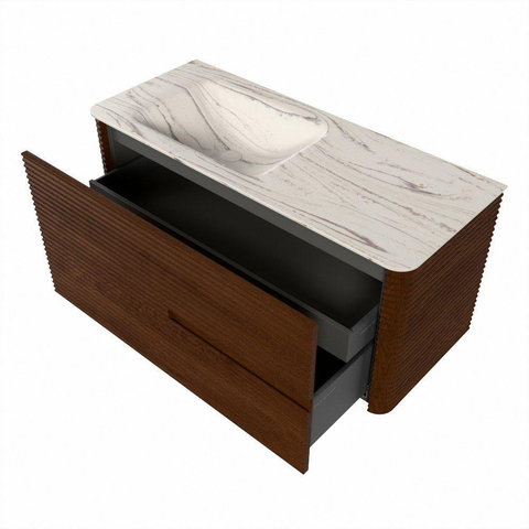 Mondiaz CIRO-DLUX Ensemble de meubles de salle de bains - 110x45x50cm - lavabo en solid surface Nata - 1 vasque à gauche - sans trous de robinet - 2 tiroirs - Ruby SW1532037