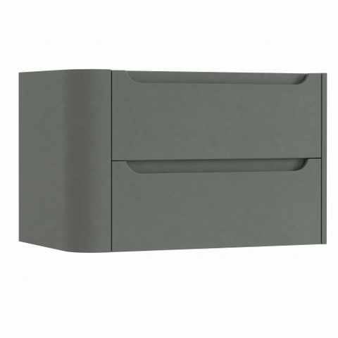H&R Badmeubelen Juice Wastafelonderkast - 80x45x50cm - linkerhoek afgerond - 2 lades - geïntegreerde greep - Petrol mat SW1489115