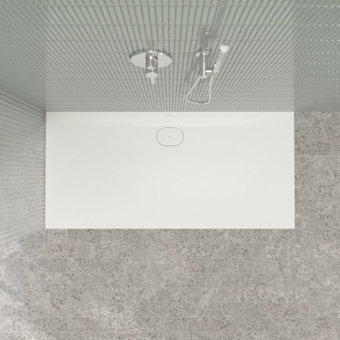Villeroy & Boch Ecora douchebak - 170x80x3.5cm - afvoer lange zijde - stone white (wit) SW1559026