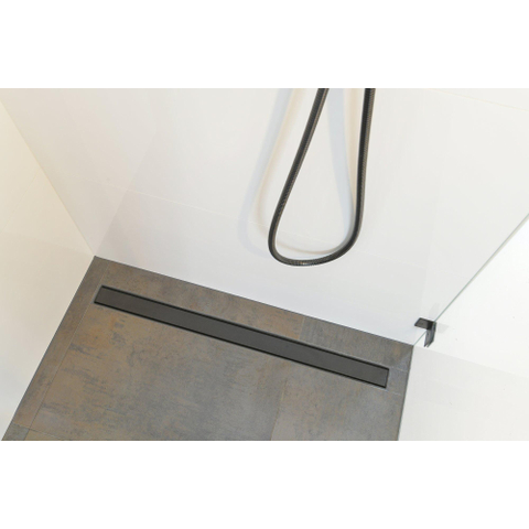 Easy Drain Compact 50 TAF Modulo caniveau de douche inox avec grille Zero+, garde d'eau 50mm 80cm profondeur d'encastrement 90mm avec sortie latérale noire SW102753