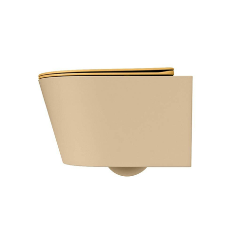 Mondiaz LAVIE hangtoilet – spoelrandloos – 36 x 53 cm – met softclose zitting – Sand (beige), zitting Ocher (geel) SW1208682