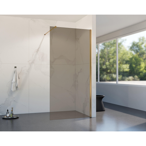 Fortifura Galeria Douche à l'italienne - 120x200cm - verre fumé - Cuivre brossé SW876940