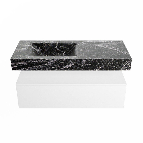 Mondiaz ALAN-DLUX Ensemble de meuble - 110cm - meuble Talc mat - 1 tiroir - Lavabo Cloud Lava suspendu - vasque Gauche - 0 trous de robinet SW807892