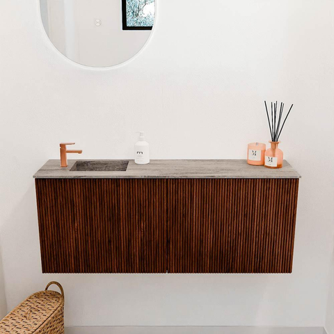 Mondiaz JOYA-DLUX 100cm meuble de toilette - couleur Ruby - Vasque FAYE position Gauche 1 trou de robinet couleur Oza. SW1425524