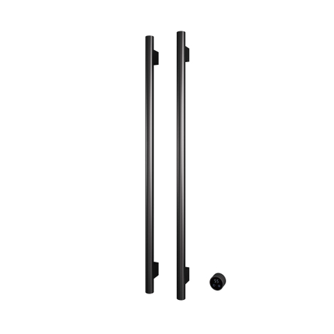 Hotbath &MORE Handdoekradiator - 38x115cm - rond - 2 stangen - verticaal - met schakelaar - PVD - geborsteld gunmetal (antraciet) SW1245459