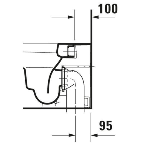 Duravit Happy D.2 Closetpot - diepspoel staand - back-to-wall - 36.5x57cm - inclusief bevestiging afvoer horizontaal - wit SW54349