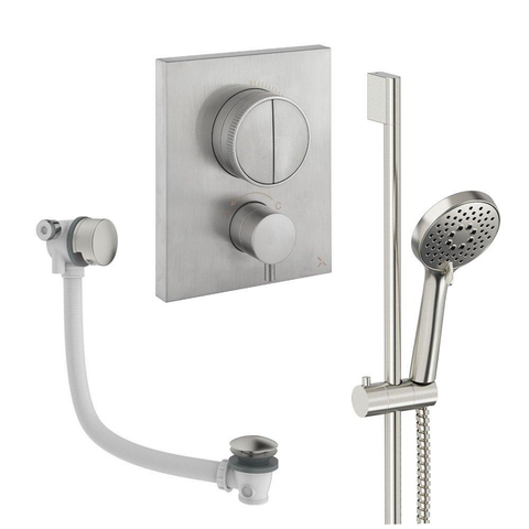 Crosswater MPRO Push Shower Set - 4 Brushed Nickel - 200mm - geborsteld RVS SW1472719