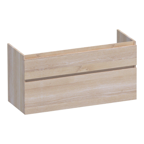 BRAUER Delight meuble sous-lavabo - 120x46x60cm - 2 tiroirs softclose - sans poignée - 1 découpe pour siphon - chêne massif - lamelles chêne blanc SW523036