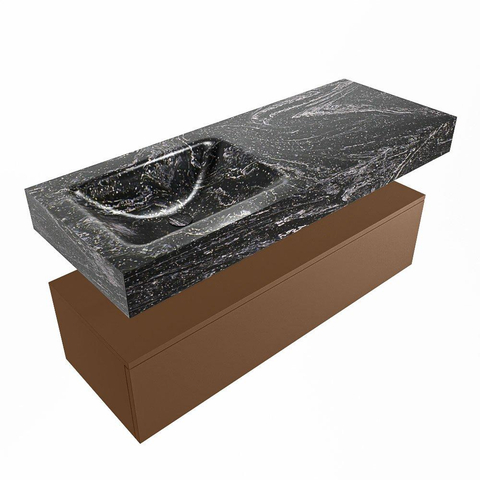 MONDIAZ ALAN - DLUX Ensemble de meubles de salle de bains - 120cm - meuble bas - Rust - 1 tiroir - lavabo suspendu - vasque à gauche - 0 trous de robinetterie - Lava SW808234