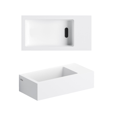 Clou Aluite lave-mains - 36x18x9cm - sans trou robinet - sans trop-plein - blanc mat SW9364