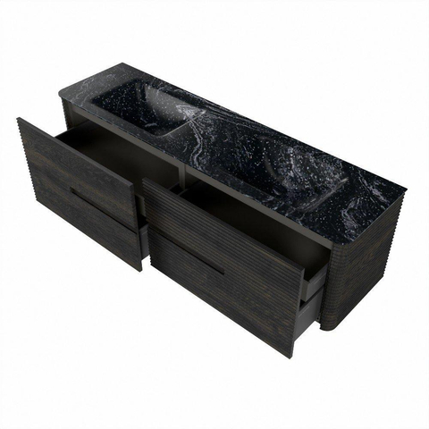 Mondiaz CIRO-DLUX Badkamermeubelset - 170x45x50cm - Solid surface wastafel Lava - 2 wasbak Dubbel - zonder kraangaten - 4 lades - Shadow SW1532499