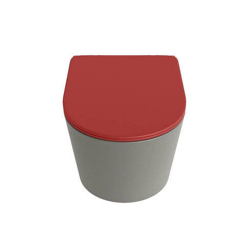 Mondiaz LAVIE hangtoilet – spoelrandloos – 36 x 53 cm – met softclose zitting – Smoke (lichtbruin), zitting Fire (rood) SW1208667