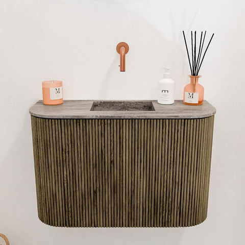 Mondiaz JOYA-DLUX 63.2cm toiletmeubel - ronding links en rechts kleur Dusk - Wastafel FAYE positie Midden Zonder kraangat kleur Oza. SW1426026