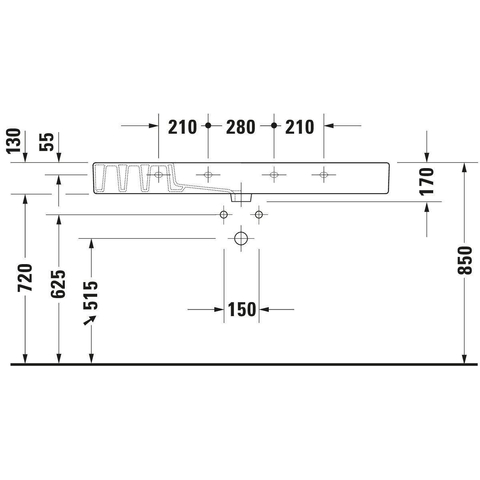 Duravit Vero Meubelwastafel - met kraangat - met overloop - 125x49cm - met wondergliss - wit 0291358