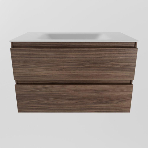 Mondiaz Aivy badmeubelset - 80x45x50cm - 0 kraangaten - 1 wasbak talc Solid surface - Midden - 2 lades - Zonder spiegel - Melamine Mocha SW892295