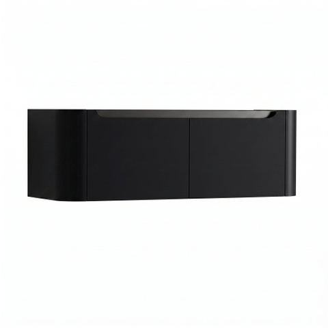 H&R badmeubelen Juice Wastafelonderkast - 120x45x40cm - afgeronde hoeken - 2 lades - geïntegreerde greep - zwart mat SW867569